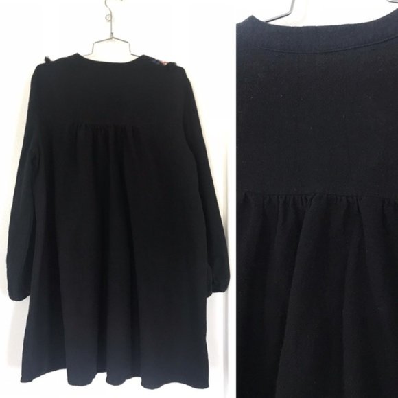 Black embroidered tassel fringe boho dress S - Picture 2 of 7